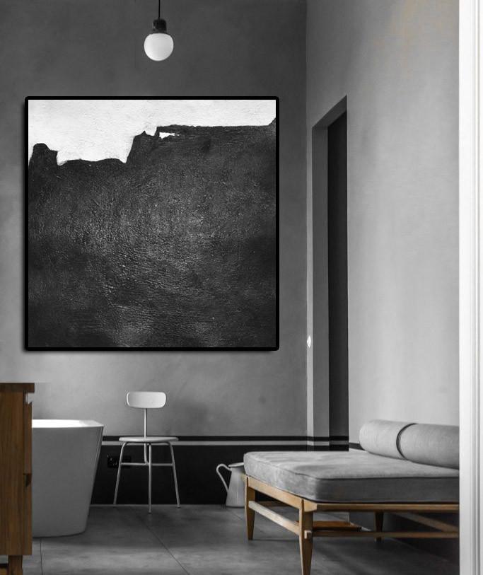 Minimal Black and White Painting #MN32A - Click Image to Close